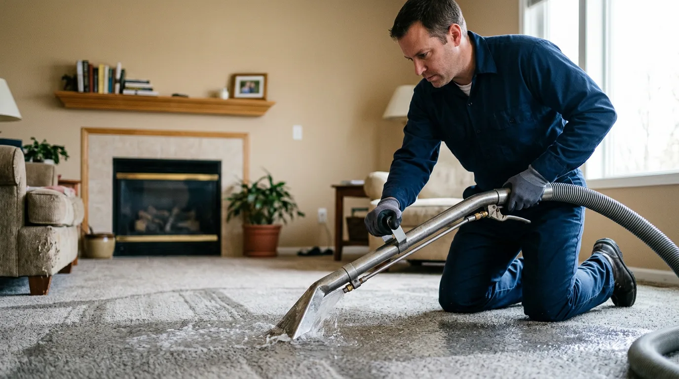 Water damage restoration technician working near Eastsound, WA